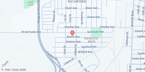 Map showing North Richmond Missionary Baptist Church at 1427 Fred Jackson Way, Richmond, CA