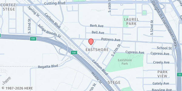 Map showing Pilgrim Rest Missionary Baptist Church Pantry at 831 S 43rd St, Richmond, CA