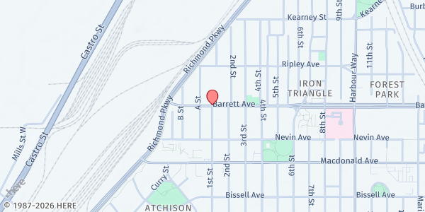 Map showing Richmond Civic Center at 24 Barrett Ave & 25th St, Richmond, CA