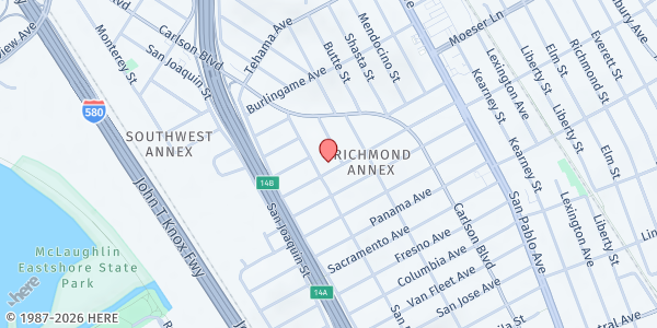 Map showing West Contra Costa Adult Education - Sutter Ave at 5625 Sutter Ave, Richmond, CA