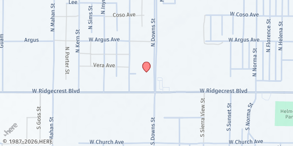 Map showing Salvation Army - Ridgecrest at 151 North Downs, Ridgecrest, CA