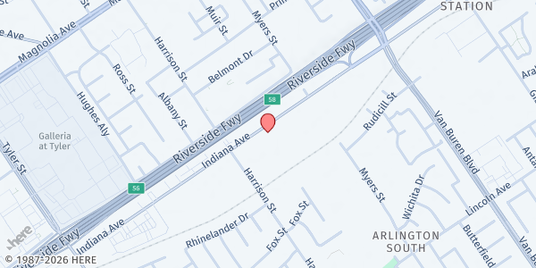 Map showing Feeding the Neighborhood at 9800 Indiana Ave Suite 2, Riverside, CA