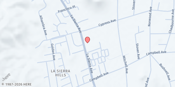 Map showing La Sierra Spanish SDA at 5885 La Sierra Avenue, Riverside, CA