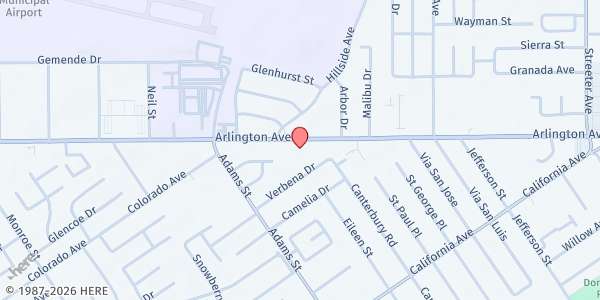 Map showing MFI Recovery Center at 5860 Arlington Ave, Riverside, CA