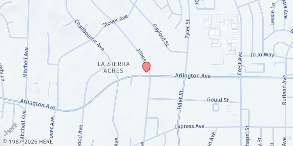 Map showing New Creation Ministries at 10407 Arlington Ave, Riverside, CA