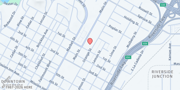 Map showing The Salvation Army - Riverside Location at 3695 1st St, Riverside, CA