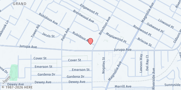 Map showing Trinity Lutheran Church at 5969 Brockton Ave, Riverside, CA