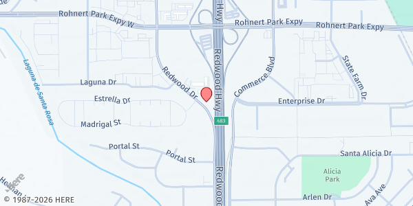 Map showing Iglesia Cristiana SE at 6640 Redwood Dr, Rohnert Park, CA