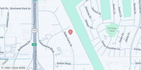 Map showing Petaluma Health Center at 5900 State Farm Dr, Rohnert Park, CA