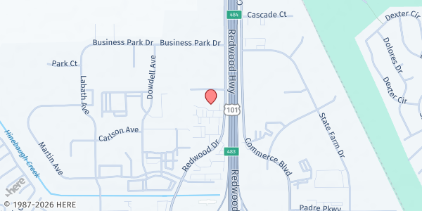 Map showing St. Elizabeth Seton SVdP at 5671 Redwood Drive, Rohnert Park, CA