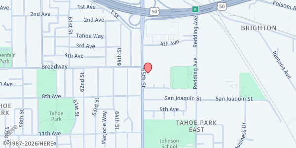 Map showing G-7 Thy Prescence's School of Faith Ministries - 3041 65th Street at 3041 65th Street, Sacramento, CA