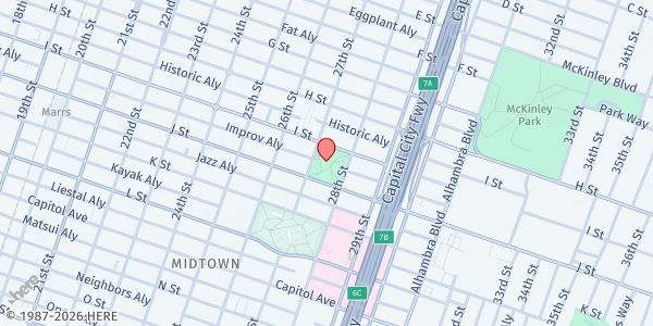Map showing Hart Senior Center at 915 27th Street, Sacramento, CA