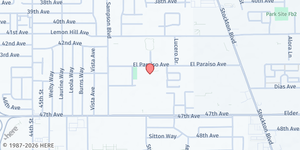 Map showing Pacific Elementary at 5100 El Paraiso Ave, Sacramento, CA