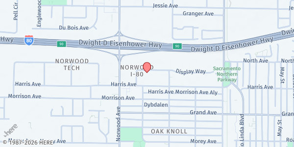 Map showing Redeemed Christian Church of God - Redemption Parish at 548 Display Way, Sacramento, CA