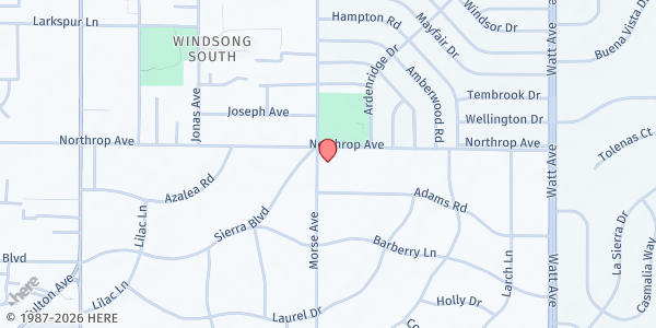 Map showing Sierra Arden Neighborhood Food Closet at 890 Morse Ave, Sacramento, CA