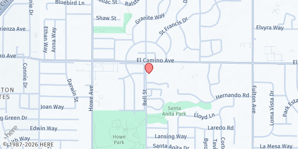 Map showing St. Philomene at 2428 Bell Street, Sacramento, CA