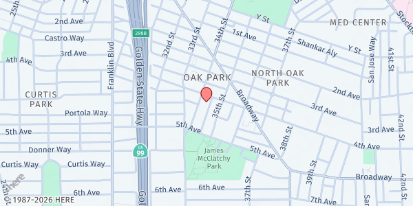Map showing Wellspring Women's Center at 3414 4th Ave, Sacramento, CA