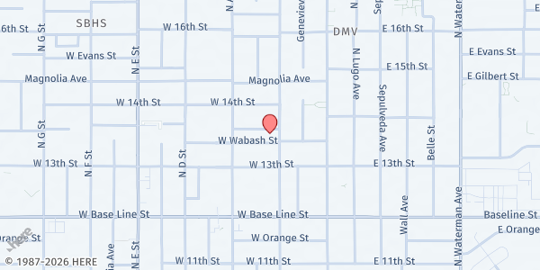 Map showing Blood of Jesus Prayer and Deliverance Ministry at 1354 T North Mountain View Ave, San Bernardino, CA