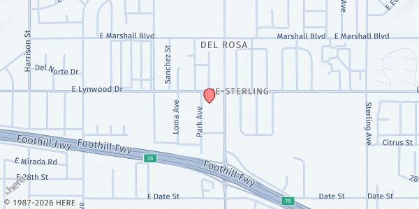 Map showing Cathedral Of Praise International Ministries at 3030 Del Rosa Avenue, San Bernardino, CA