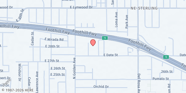 Map showing Ecclesia Christian Fellowship - Fellowship Hall at 1314 E Date St, San Bernardino, CA