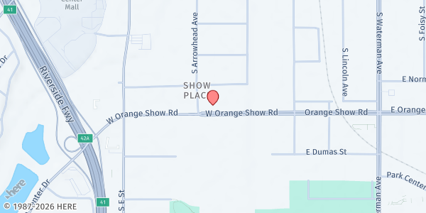 Map showing Hope 4 Everyone Foundation at 290 W Orange Show Rd Bldg 290 Suite 104, San Bernardino, CA