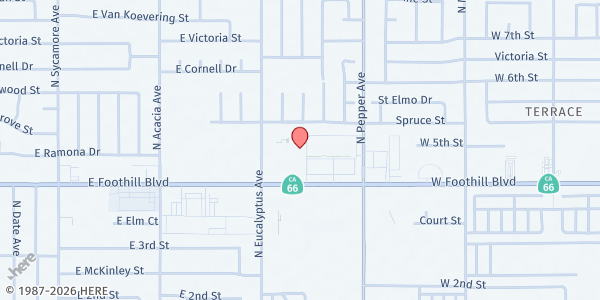 Map showing Loveland Jubilee at 790 E. Foothill Suite A, San Bernardino, CA