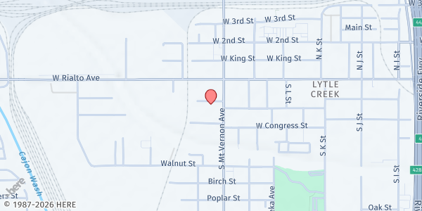 Map showing Maranatha I Mission Ministries at 1323 Belleview, San Bernardino, CA