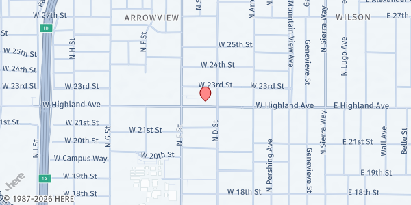 Map showing Rise of A Fallen Angel, Inc. at 434 W Highland Ave, San Bernardino, CA