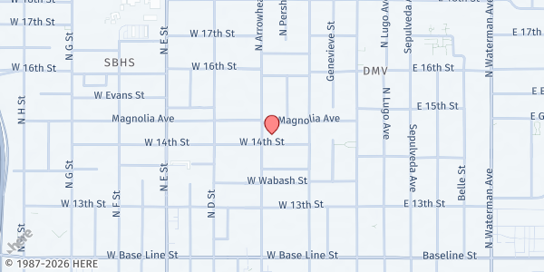 Map showing Saint John's Episcopal Church at 1407 N Arrowhead Ave, San Bernardino, CA