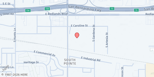 Map showing The Rock Church and World Outreach Center at 2345 S. Waterman Ave., San Bernardino, CA
