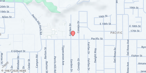 Map showing Touch of the Master Ministries at 1244 E Pacific St, San Bernardino, CA