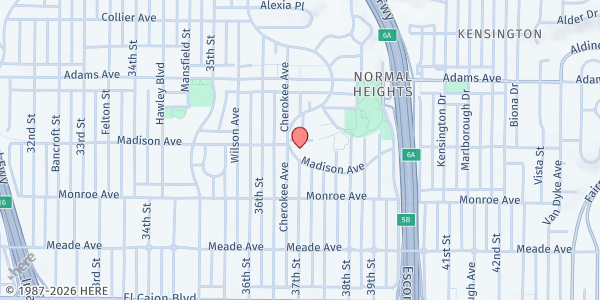 Map showing Faith Tabernacle at 3666 Madison Avenue, San Diego, CA