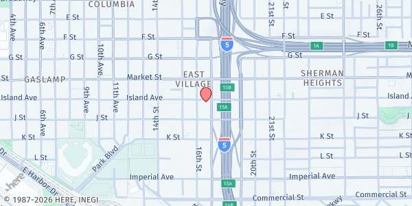 Map showing God's Extended Hand at 1625 Island Avenue, San Diego, CA