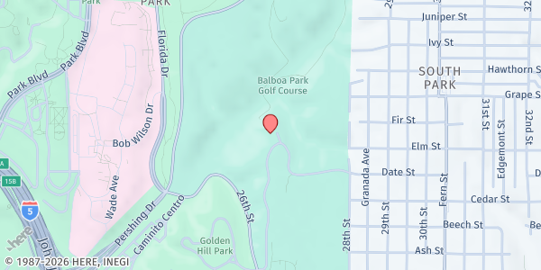 Map showing Golden Hill Recreational Center at 2600 Golf Course Drive, San Diego, CA