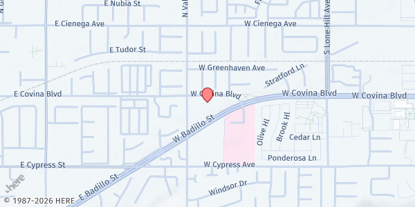 Map showing God's Pantry - San Dimas at 1404 W. Covina Blvd, San Dimas, CA