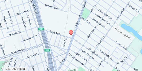Map showing 6190 3rd Street at 6190 3rd Street, San Francisco, CA