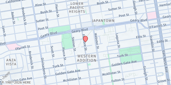 Map showing Economic Opportunity Council of San Francisco - Fillmore Street at 1426 Fillmore Street, San Francisco, CA