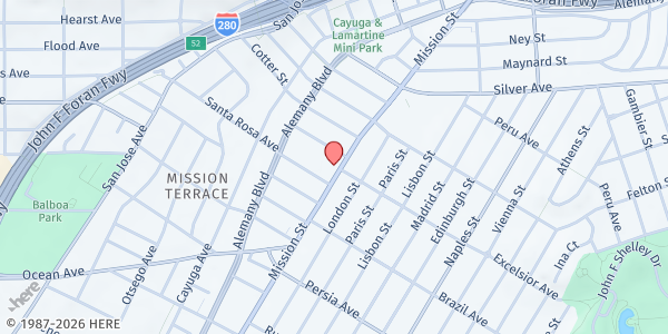 Map showing Excelsior Community Center at 4468 Mission St, San Francisco, CA