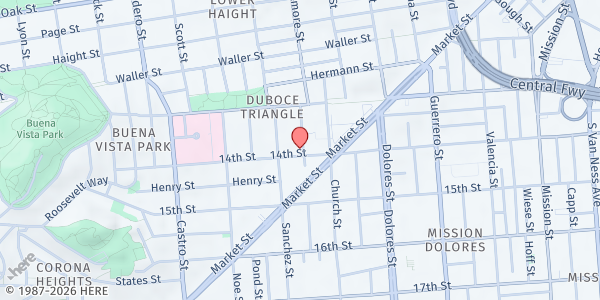 Map showing Foursquare Gospel Church at 754 14th Street, San Francisco, CA