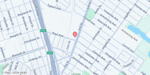 Map showing GPAC Food Distribution Site at 6190 3rd Street, San Francisco, CA