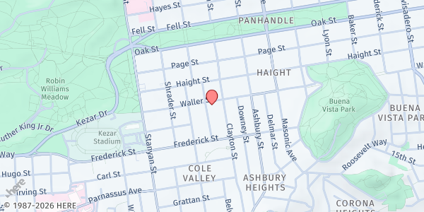 Map showing Haight Ashbury Food Prog. NGN at 1525 Waller St, San Francisco, CA