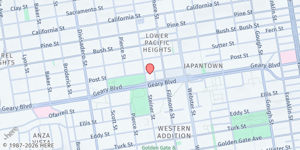 Map showing Jones Memorial United Methodist Church at 1975 Post St, San Francisco, CA