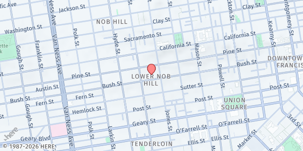 Map showing MEI Food Pantry at 1040 Bush St, San Francisco, CA