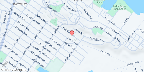 Map showing Oakdale NGN at 1065 Oakdale Ave, San Francisco, CA