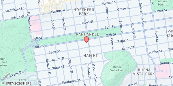 Map showing St. Agnes Community Food Pantry at 1025 Masonic Ave, San Francisco, CA