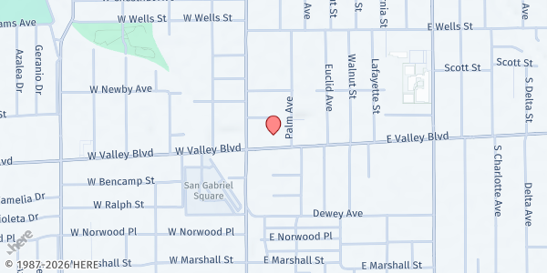 Map showing Salvation Army San Gabriel Corps at 125 E. Valley Blvd, San Gabriel, CA