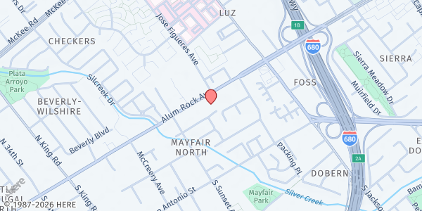 Map showing CC- Eastside Neighborhood Ctr at 2150 Alum Rock Ave, San Jose, CA