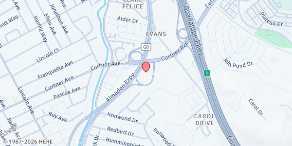 Map showing Curtner Center at 750 Curtner Ave, San Jose, CA