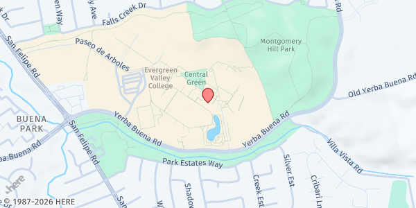 Map showing Evergreen Valley College at 3095 Yerba Buena Rd, San Jose, CA