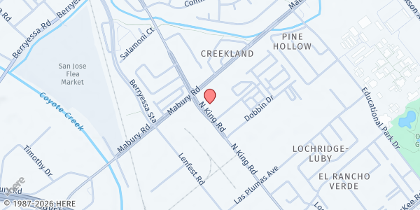 Map showing Family Supportive Housing at 692 North King Road, San Jose, CA